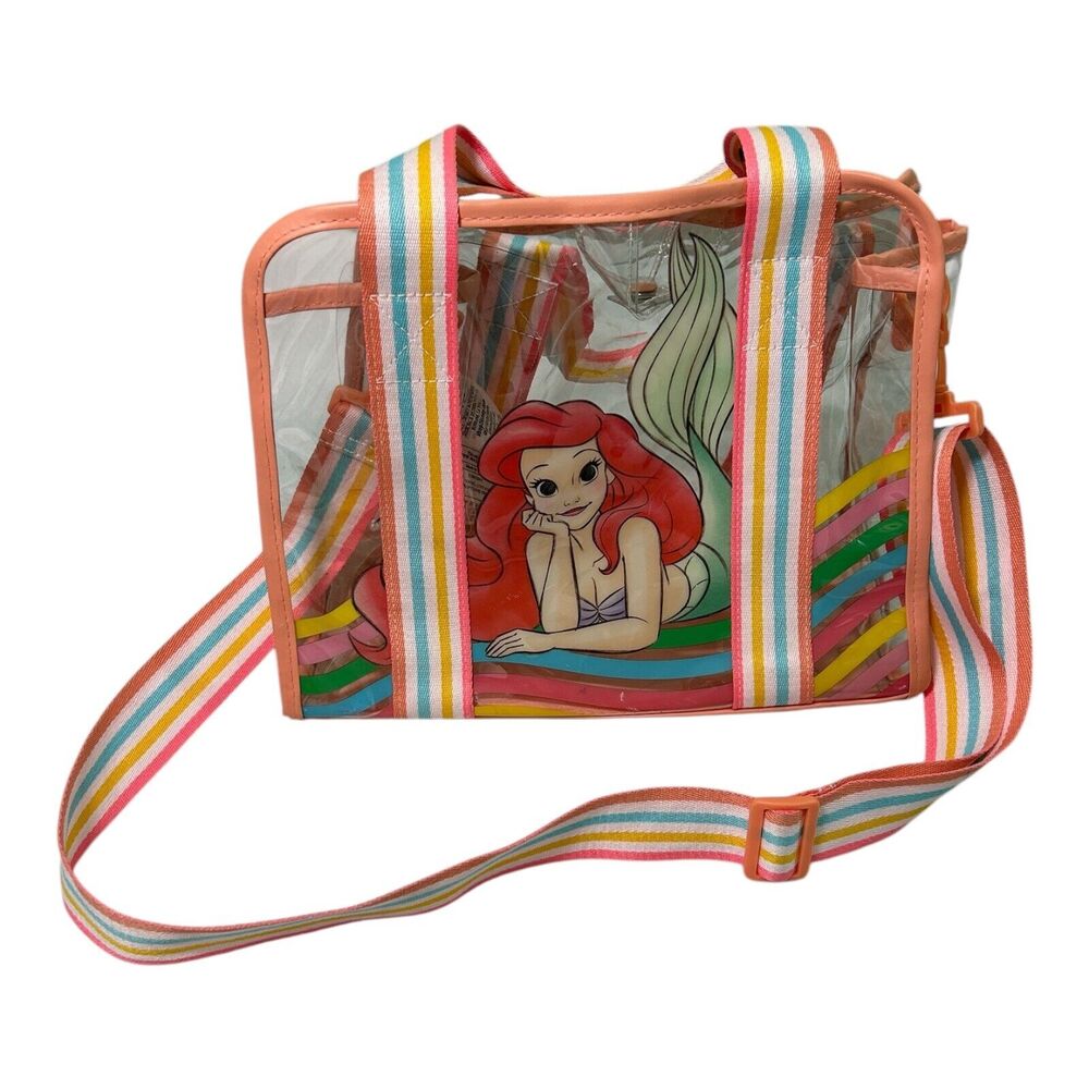 Disney Ariel Clear Crossbody Bag Rainbow Strap Pink Trim Adjustable Strap - Picture 2 of 16